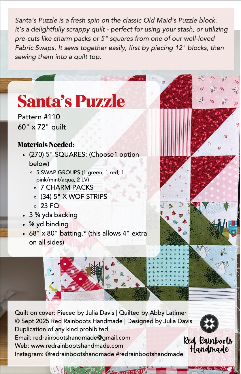 Santa's Puzzle Quilt Pattern - PDF Automatic Download